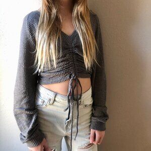 Gray/Blue Ruched Knit Top